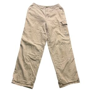 LL Bean Outdoors Womens 6 Cargo Pants Khaki Tan Fleece Lined Cotton Straight Leg